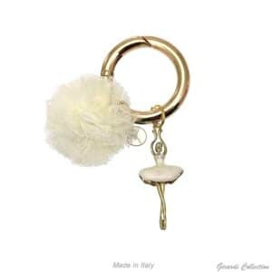 Alternative view of Porte-clés doré ballerine pompon