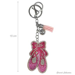 Porte-clés en métal avec ballerines en strass